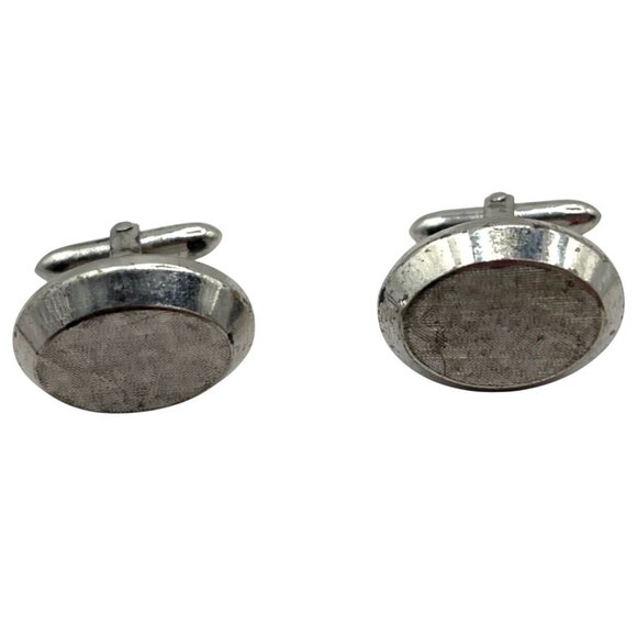 Vintage Silver Oval Cufflinks With Textured Face A465 - Picture 1 of 4